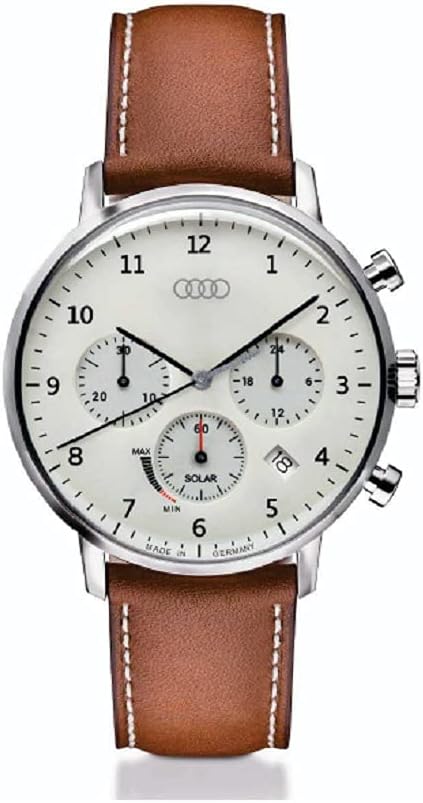 Solarbetriebene Designer Uhr für Herren von Audi im Vintage Stil