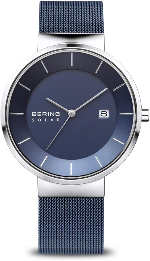 Die solarbetriebene Designer Uhr Bering Solar Movement 14639-307 für Herren mit blauem Zifferblatt