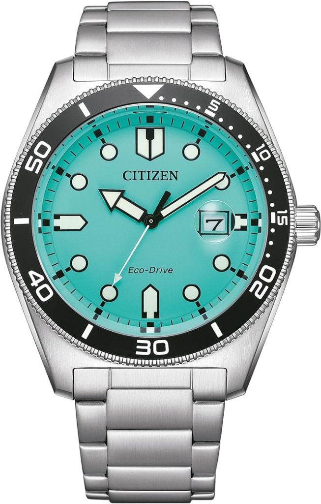 Die solarbetriebene Designer Uhr Citizen Eco-Drive AW1760-81W für Herren mit Zifferblatt in Türkis