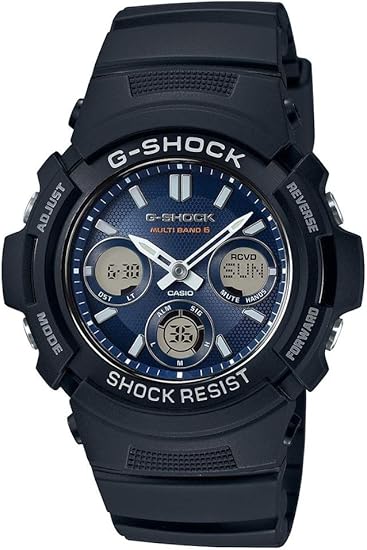 Die solarbetriebene Designer Uhr und Funkuhr Casio G-Shock AWG-M100SB-2AER für Herren mit blauem Zifferblatt