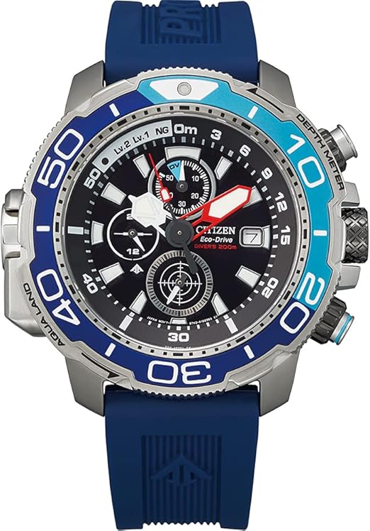 Die solarbetriebene Designer Uhr Citizen Promaster Aqualand BJ2169-08E für Herrenmit schwarzem Zifferblatt