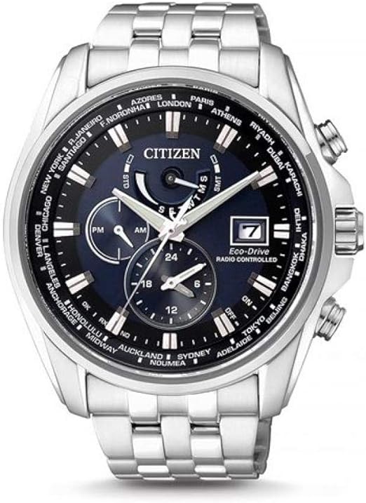 Die solarbetriebene Designer Uhr und Funkuhr Citizen Eco-Drive AT9030-55L für Herren mit drei Hilfszifferblättern