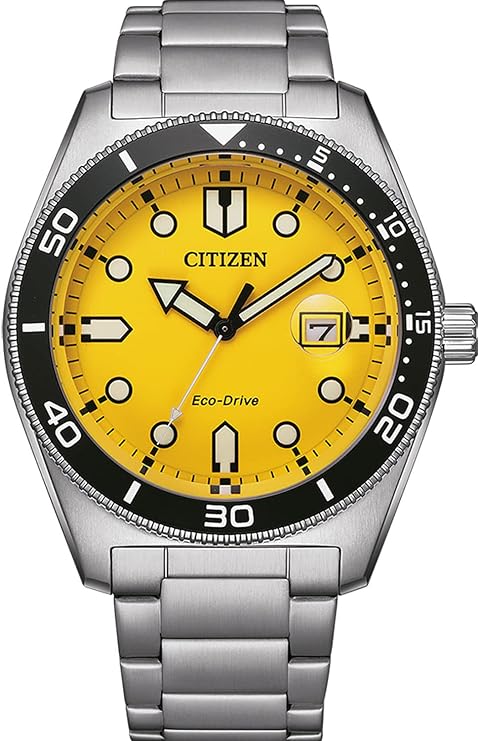 Die solarbetriebene Designer Uhr Citizen Eco-Drive AW1760-81Z für Herren mit gelbem Zifferblatt