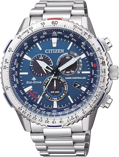 Die solarbetriebene Designer Uhr Citizen Eco-Drive Promaster Sky CB5000-50L für Herren mt blauem Zifferblatt und Chronographen