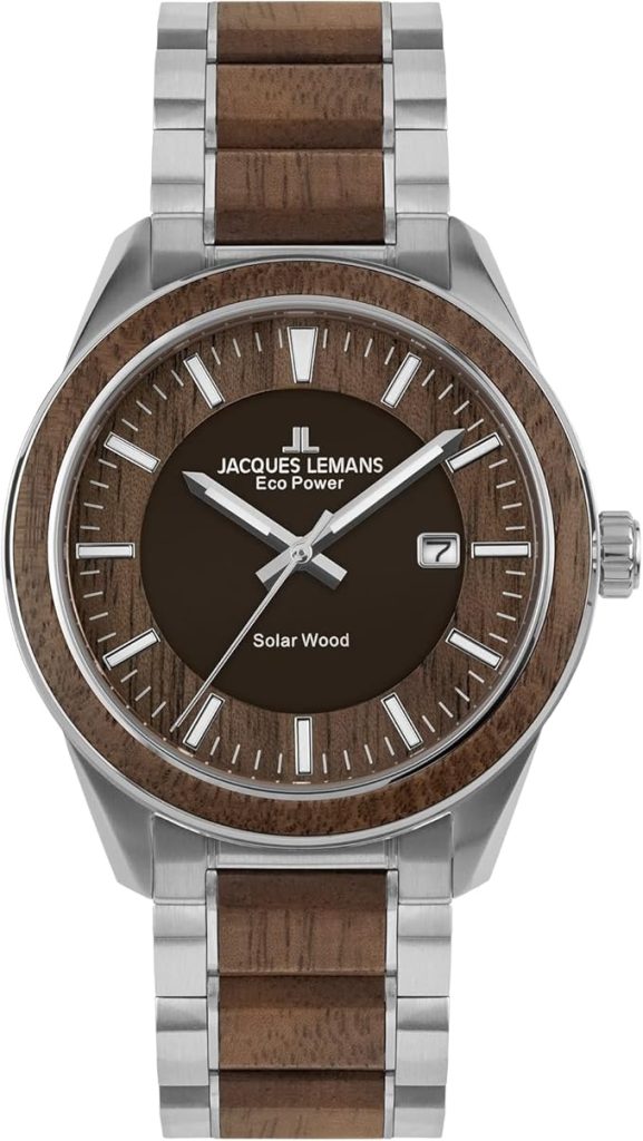 Die solarbetriebene Designer Uhr JACQUES LEMANS Eco-Power 1-2115J für Herren mit veganem Apfelleder im Armband