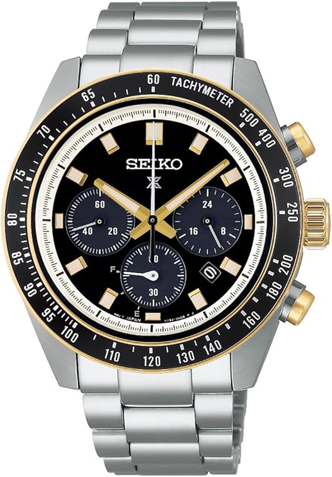 Die solarbetriebene Designer Uhr Seiko Prospex Speedtimer Circuit Race SSC941P1 für Herren mot Gold Finish