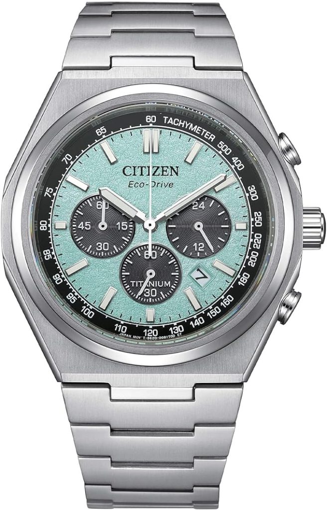 Die solarbetriebene Designer Uhr Citizen Eco-Drive CA4610-85M Super Titanium™ für Herren mit Zifferblatt in Türkis