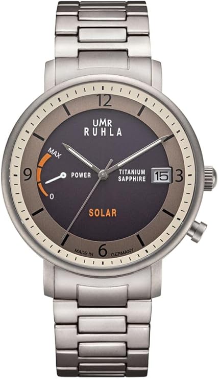 Die solarbetriebene Designer Uhr UMR RUHLA Titan RSO94101M für Herren mit schwarzem Zifferblatt