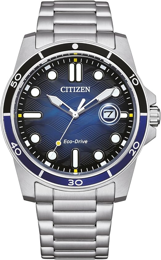 Die solarbetriebene Designer Uhr Citizen Eco-Drive AW1810-85L für Herren mit blauem Zifferblatt