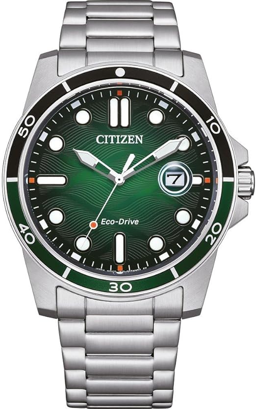 Die solarbetriebene Designer Uhr Citizen Eco-Drive AW1811-82X für Herren mit grünem Zifferblatt 