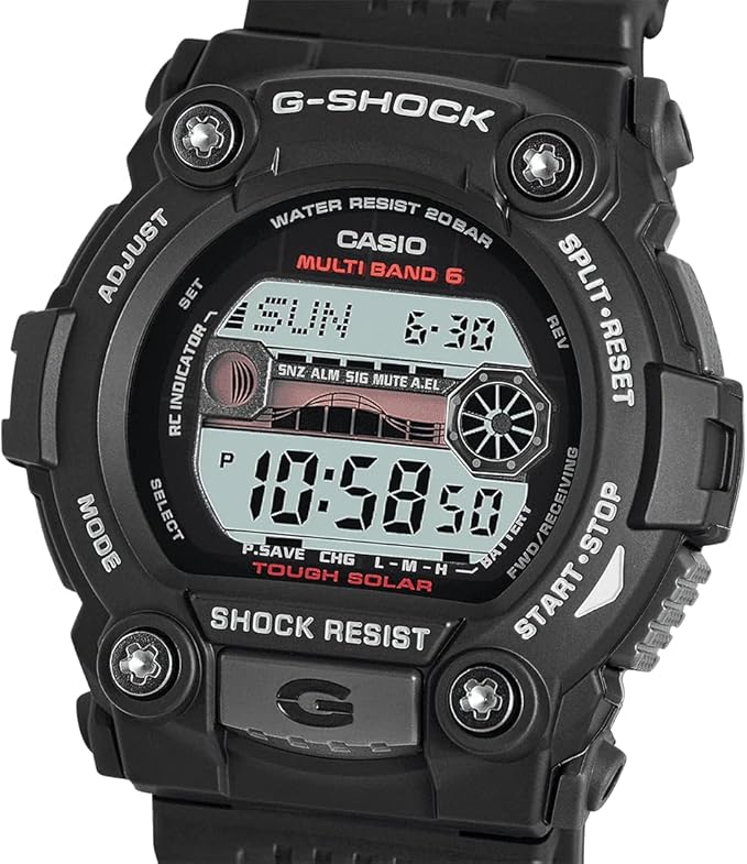 Die solarbetriebene Designer Uhr Casio G-Shock GW-7900-1ER mit Funk für Herren mit digitalem Zifferblatt