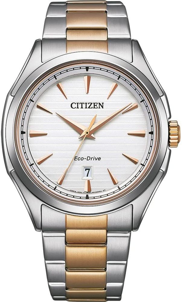 Die solarbetriebene Designer Uhr Citizen Eco-Drive AW1756-89A für Herren mit silber-goldfarbenem Armband