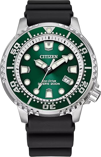 Die solarbetriebene Designer Uhr Citizen Promaster Eco-Drive Diver BN0158-18X für Herren mit grünem Zifferblatt