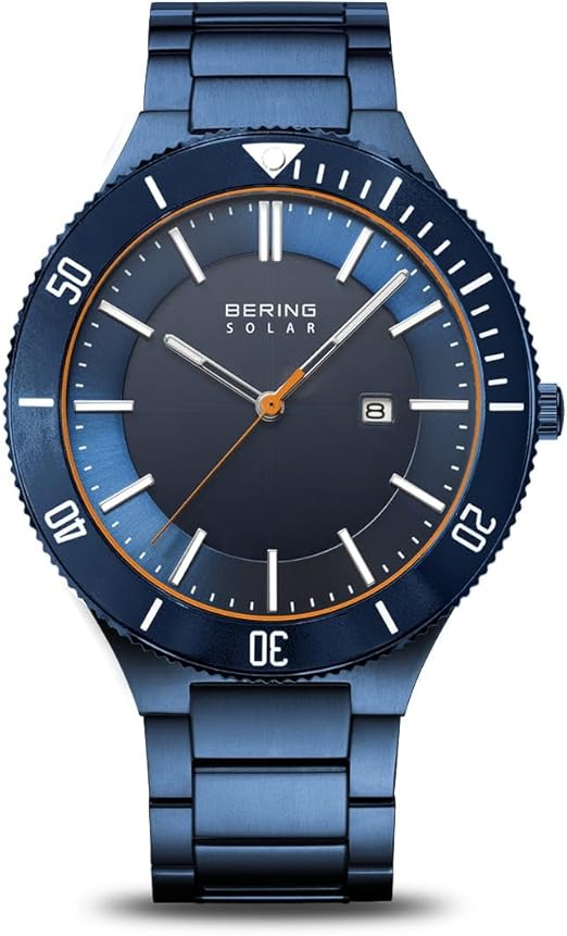 Die solarbetriebene Designer Uhr Bering Solar Movement 14443-797 für Herren mit blauem Zifferblatt