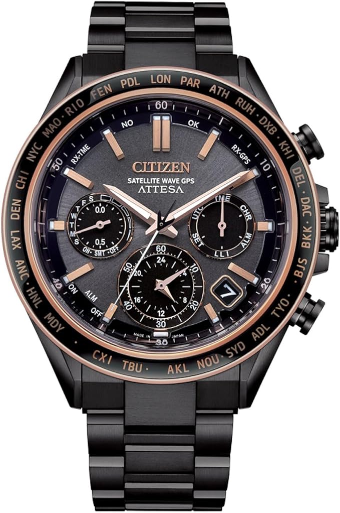 Die solarbetriebene Designer Uhr Citizen Attesa Satellite Wave CC4074-61W für Herren mit schwarzem Zifferblatt