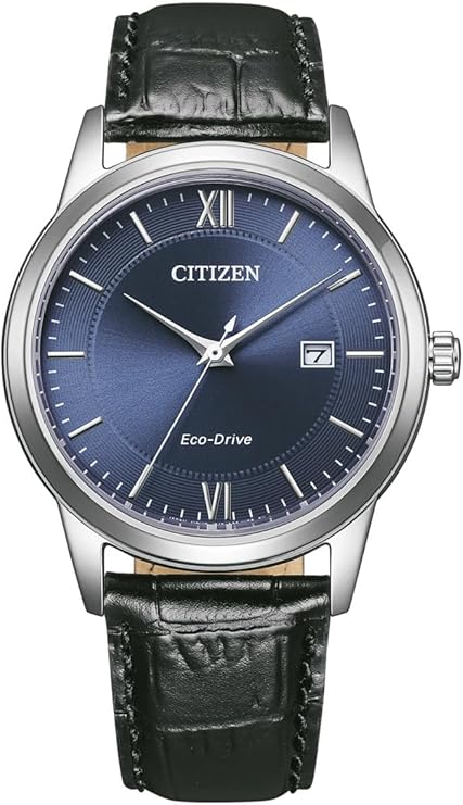 Die solarbetriebene Designer Uhr Citizen Eco-Drive AW1780-17L für Herren mit blauem Zifferblatt und Krokoarmband