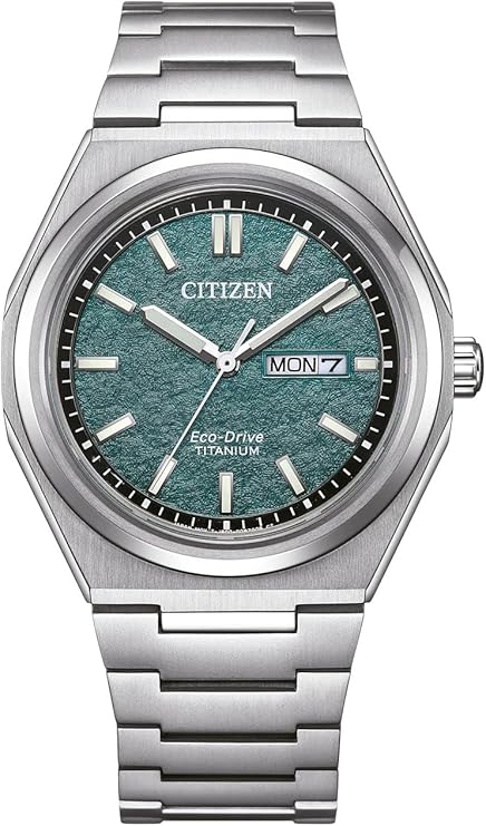 Die solarbetriebene Designer Uhr Citizen Eco-Drive Super Titanium™ AW0130-85XE für Herren mit grünem Zifferblatt