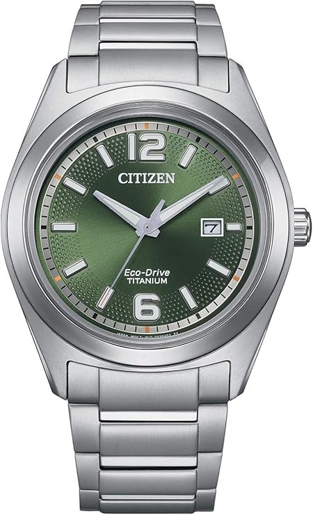 Die solarbetriebene Designer Uhr Citizen Eco-Drive Super Titanium™ AW1641-81X für Herren mit grünem Zifferblatt