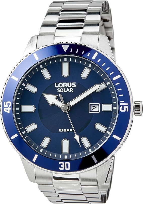 Die solarbetriebene Designer Uhr Lorus Sport RX313AX9 für Herren mit dunkelblauem Zifferblatt