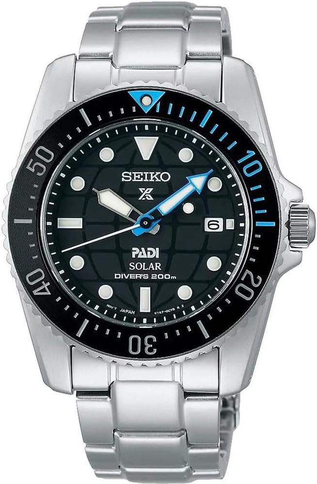 Die solarbetriebene Designer Uhr Seiko Prospex SEA Divers Solar SNE575P1 für Herren mit schwarzem Zifferblatt