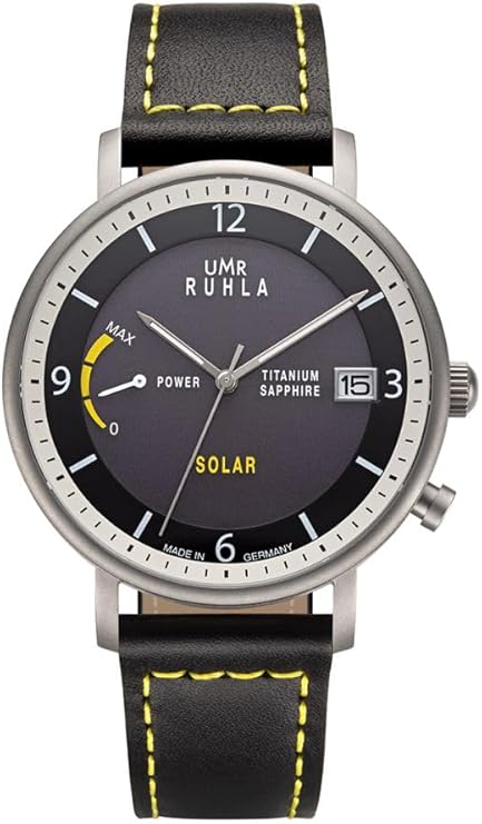 Die solarbetriebene Designer Uhr UMR RUHLA RSO94102 für Herren mit schwarzem Zifferblatt