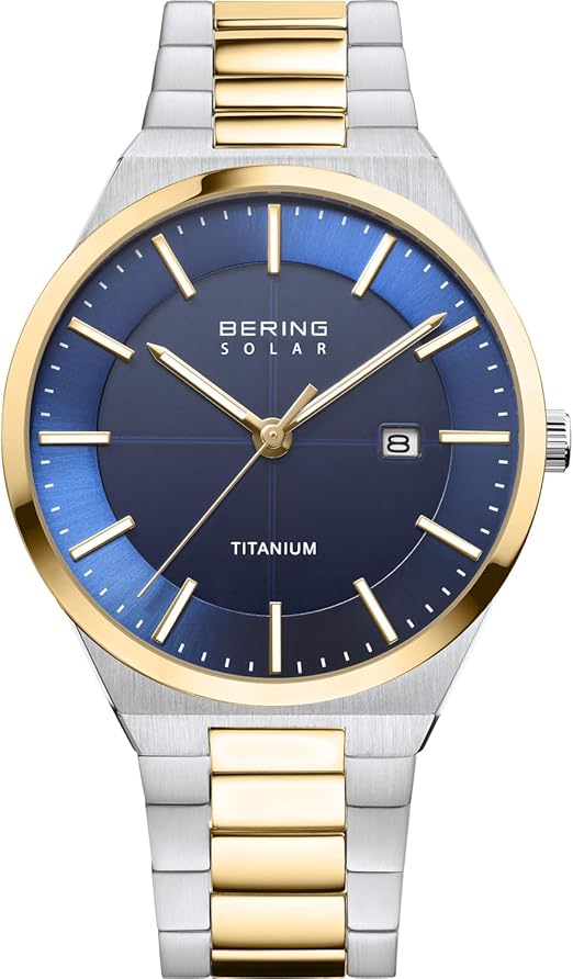 Die solarbetriebene Designer Uhr Bering Titan 14439-717 für Herren mit blauem Zifferblatt