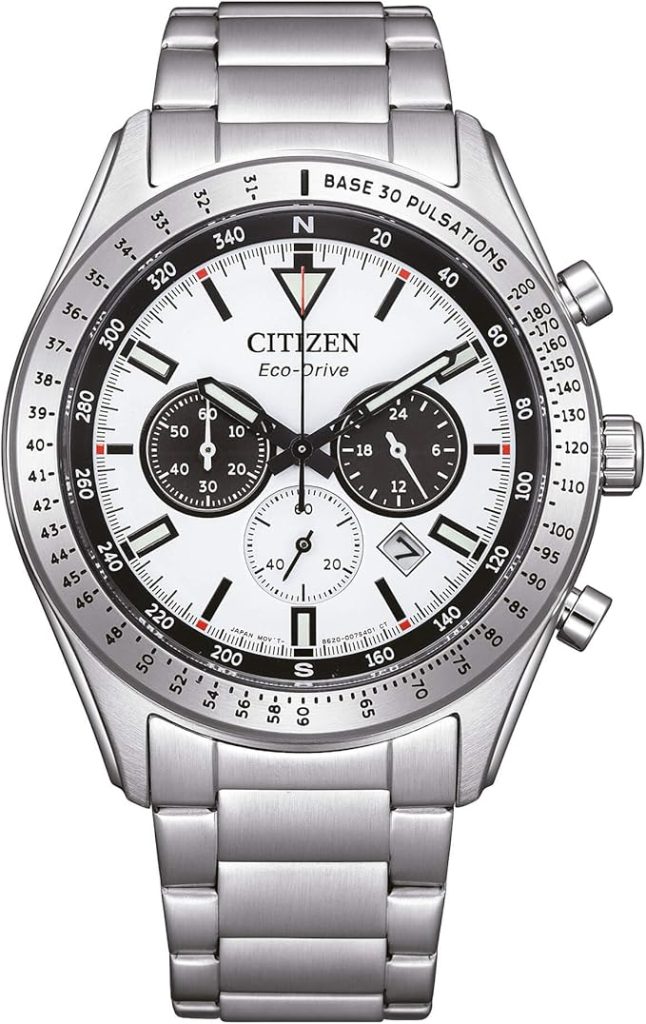 Die solarbetriebene Designer Uhr CITIZEN Eco- Drive CA4600-89A für Herren mit schwarz weißem Zifferblatt