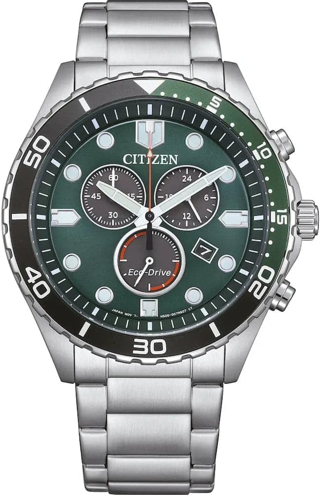 Die solarbetriebene Designer Uhr Citizen Eco-Drive AT2561-81X für Herren mit  dunkelgrünem Zifferblatt