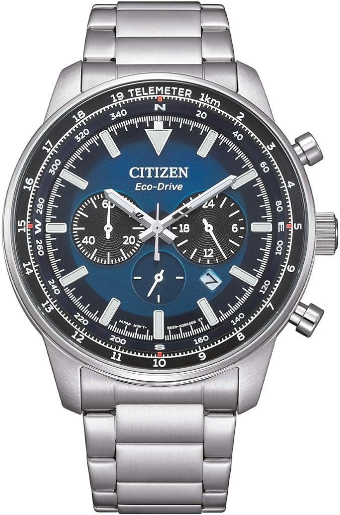 Die solarbetriebene Designer Uhr Citizen Eco-Drive CA4500-91L Aviation für Herren mit blauem Zifferblatt