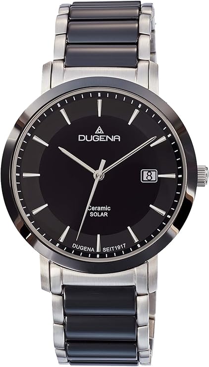 Die solarbetriebene Designer Uhr Dugena 4461005 Ceramic Solar für Herren mit schwarzem Zifferblatt