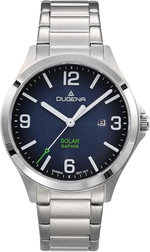 Die solarbetriebene Designer Uhr Dugena Boston Solar 4461147 für Herren mit blauem Zifferblatt