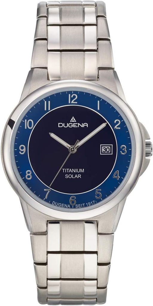 Die solarbetriebene Designer Uhr Dugena Gent Solar 4460918 für Herren mit blauem Zifferblatt