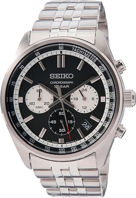 Die solarbetriebene Designer Uhr Seiko Sport SSB429P1 für Herren mit schwarzem Zifferblatt