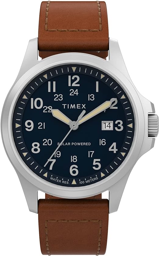 Die solarbetriebene Designer Uhr Timex North Field Post Solar TW2V03600JR für Herren mit blauem Zifferblatt