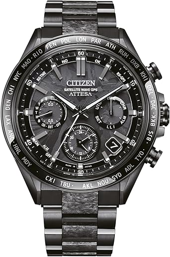 Die solarbetriebene Designer Uhr Citizen Attesa Satellite Wave CC4067-66E für Herren mit dunkelgrauem Zifferblatt