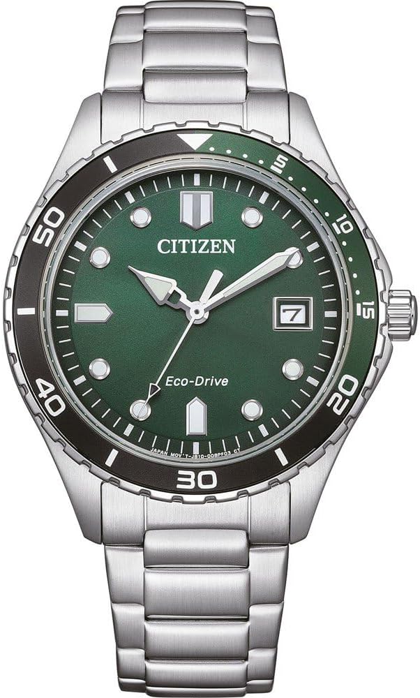 Die solarbetriebene Designer Uhr Citizen Eco-Drive AW1828-80X für Herren mit grünem Zifferblatt