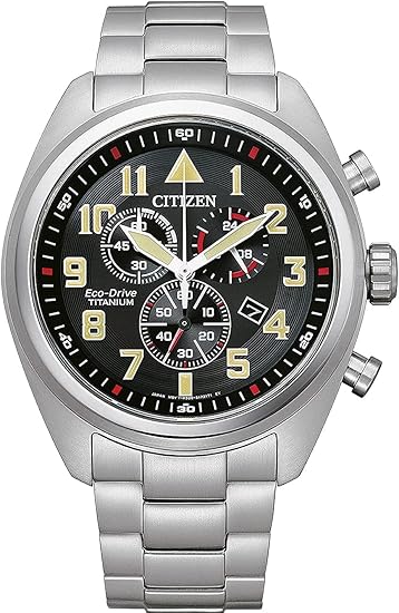 Die solarbetriebene Designer Uhr Citizen Eco-Drive Titan AT2480-81E für Herren mit schwarzem Zifferblatt