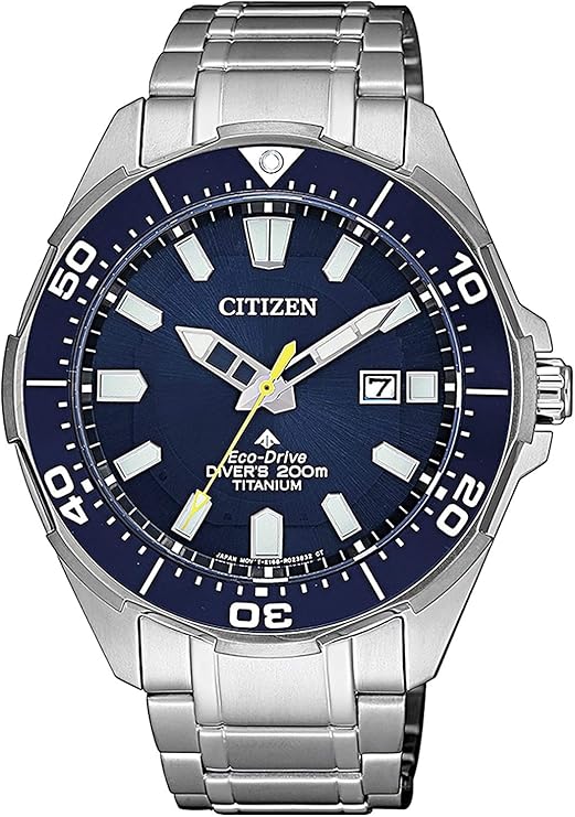 Die solarbetriebene Designer Uhr Citizen Promaster Marine Super Titanium™ BN0201-88L für Herren mit blauem Zifferblatt