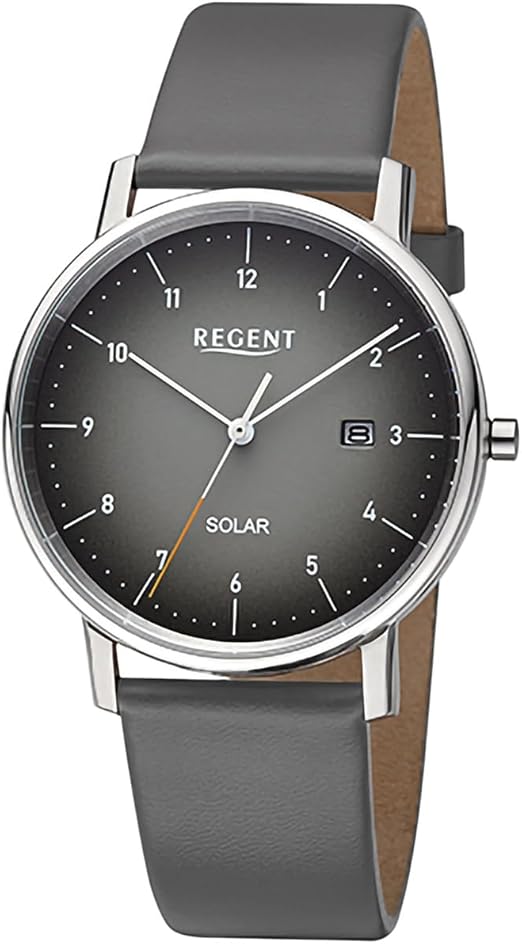 Die solarbetriebene Designer Uhr Regent URF1547 für Herren mit dunkelgrauem Zifferblatt