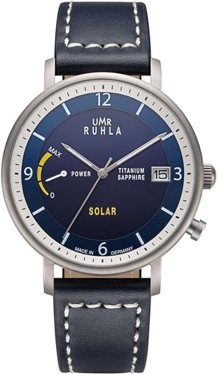 Die solarbetriebene Designer Uhr UMR RUHLA RSO94103 für Herren mit blauem Zifferblatt