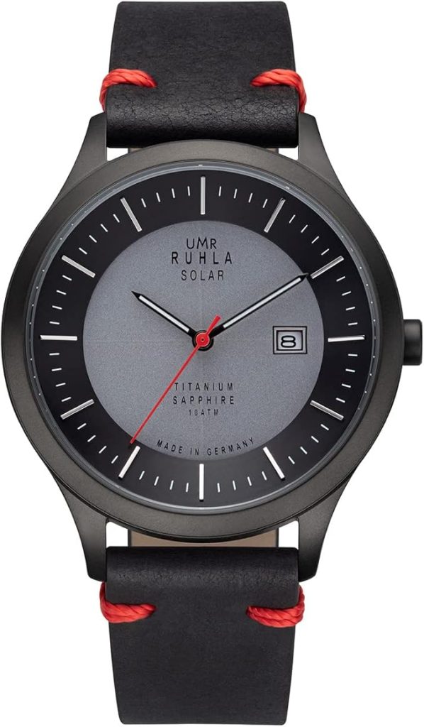 Die solarbetriebene Designer Uhr UMR RUHLA RSO95952 für Herren mit schwarz-grauem Zifferblatt