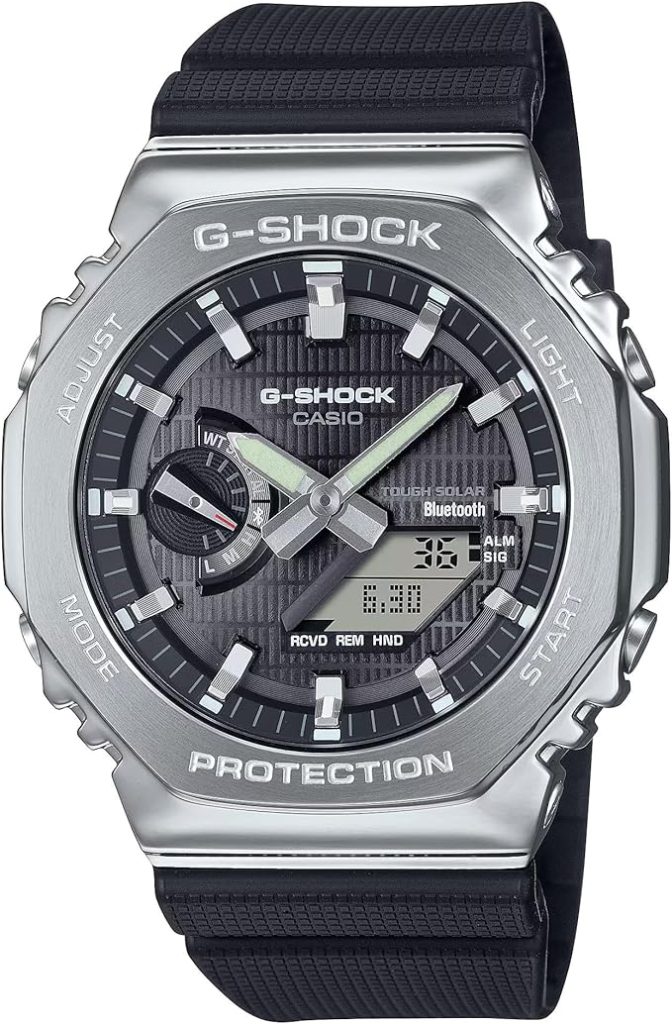 Die solarbetriebene Designer Uhr Casio G-Schock GBM-2100-1AER G-Steel mit Funk für Herren mit schwarzem Zifferblatt