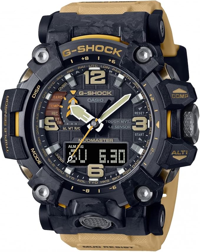 Die solarbetriebene Designer Uhr Casio G-Shock GWG-2000-1A5ER MASTER OF G MUDMASTER für Herren mit schwarzem Zifferblatt