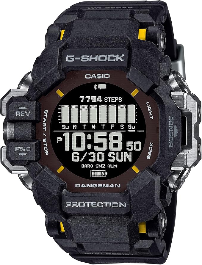 Die solarbetriebene Designer Uhr Casio G-Shock MASTER OF G RANGEMAN GPR-H1000-1 für Herren mit schwarzem Zifferblatt