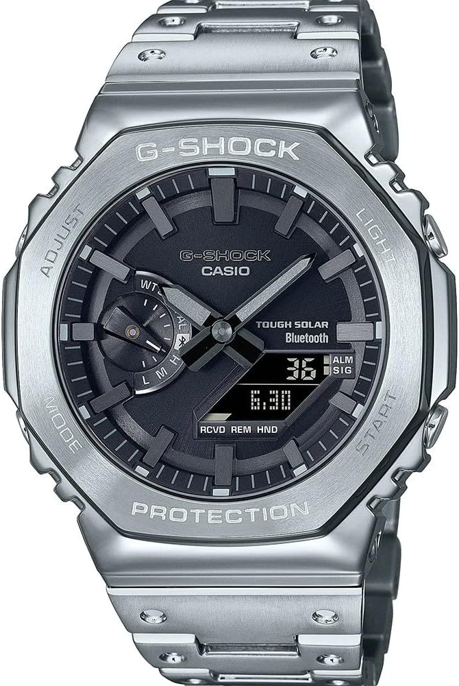 Die solarbetriebene Designer Uhr Casio GM-B2100D-1AER Classic für Herren mit dunkelgrauem Zifferblatt