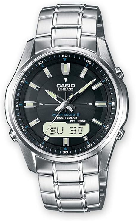 Die solarbetriebene Designer Uhr Casio LCW-M100DSE-1AER Wave Ceptor mit Funk für Herren mit schwarzem Zifferblatt