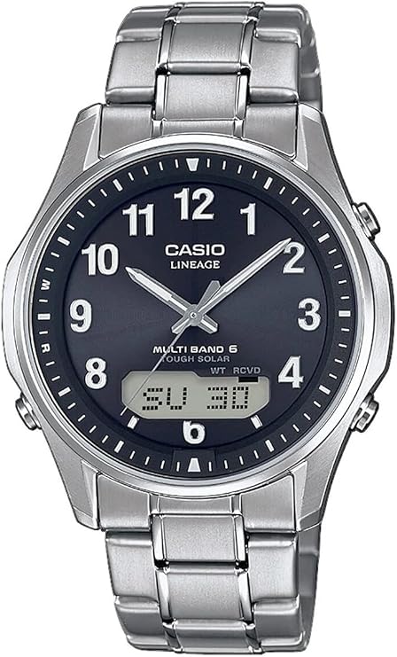 Die solarbetriebene Designer Uhr Casio LCW-M100TSE-1A2ER Wave Ceptor mit Funk für Herren mit schwarzem Zifferblatt