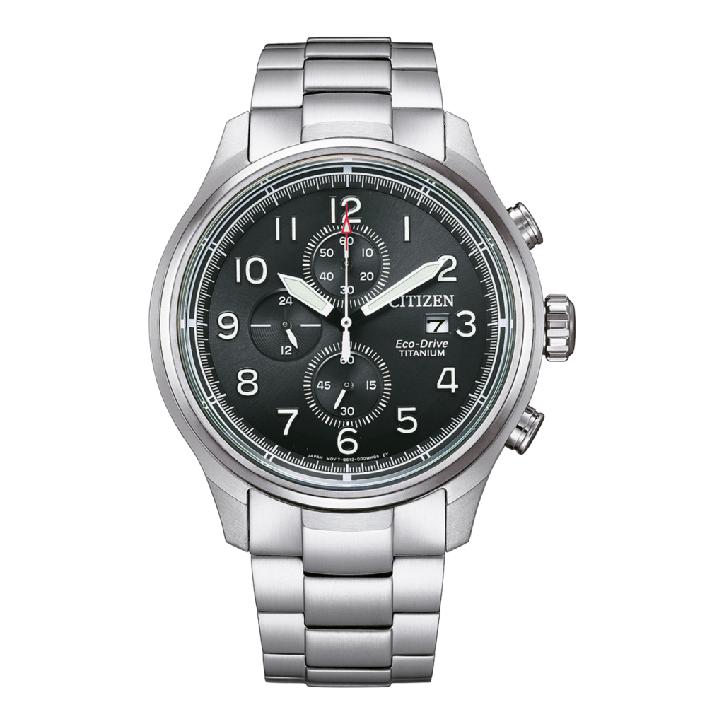 Die solarbetriebene Designer Uhr Citizen Eco-Drive Super Titanium™ CA0810-88X für Herren mit graugrünem Zifferblatt