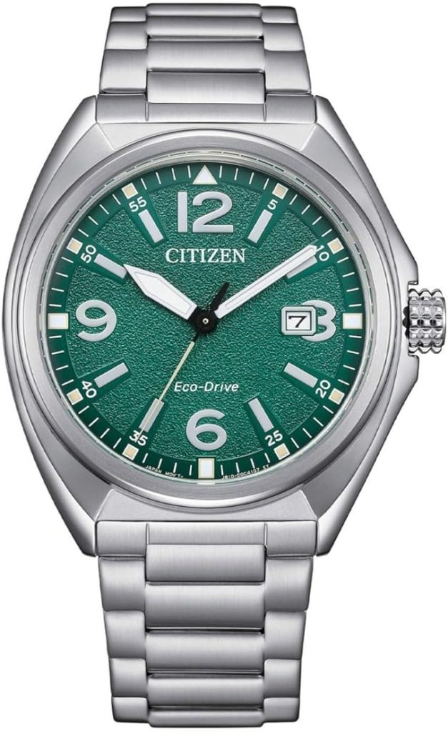 Die solarbetriebene Designer Uhr Citizen Eco-Drive Military AW1571-76X für Herren mit grünem Zifferblatt