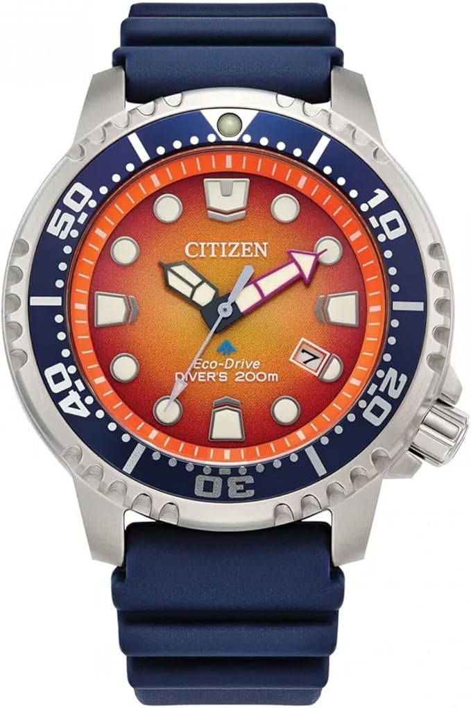 Die solarbetriebene Designer Uhr Citizen Promaster Diver BN0169-03X für Herren mit orangenem Zifferblatt